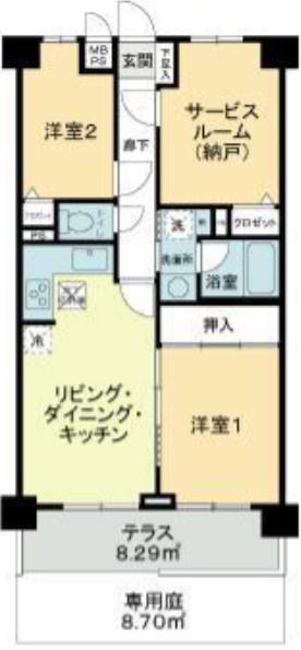 ライオンズガーデン千川(2SLDK/1階)の間取り写真