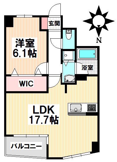 プロシード新瑞橋(1LDK/9階)の間取り写真
