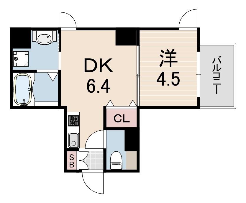 ＪＲ東海道本線 三ノ宮駅(ＪＲ) 徒歩7分 10階建 築8年(1DK/1階)の間取り写真