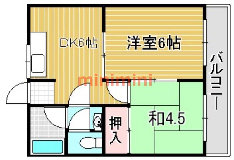 渕本マンション(2DK/3階)の間取り写真