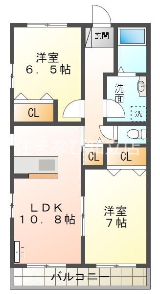あいなむ18(2LDK/2階)の間取り写真