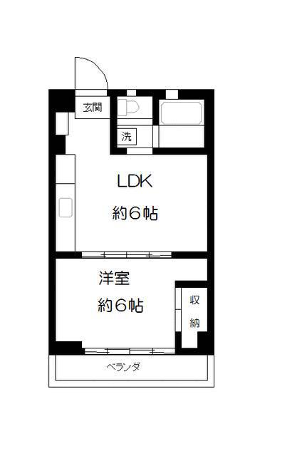 西新宿マンション(1LDK/1階)の間取り写真