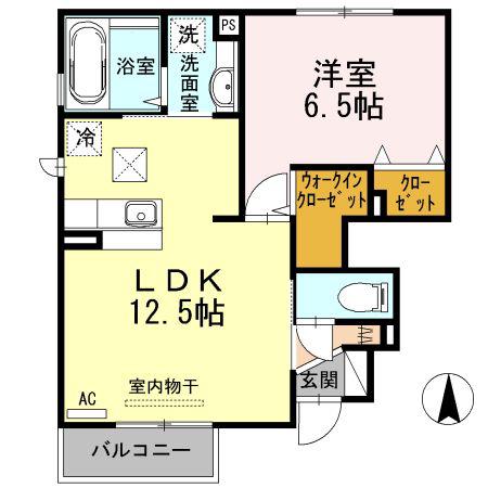 パレスセジュールA・B(1LDK/1階)の間取り写真