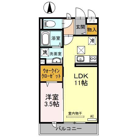 ワンモアオッツ(1LDK/1階)の間取り写真