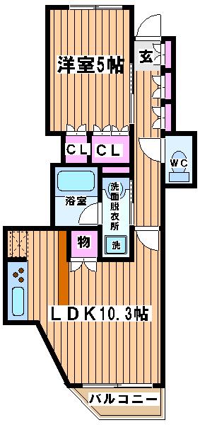 パークホームズ府中セントラルプレイス(1LDK/8階)の間取り写真