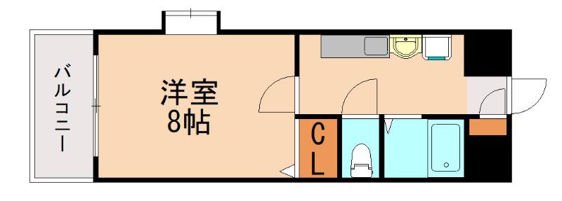 プレアール原田II(1K/6階)の間取り写真