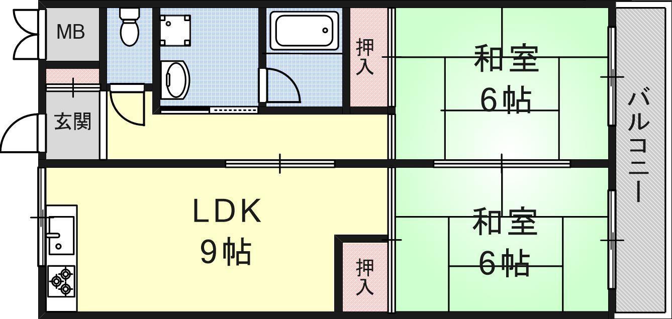 YD千代田(2LDK/2階)の間取り写真