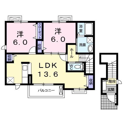 クアレンタ(2LDK/2階)の間取り写真
