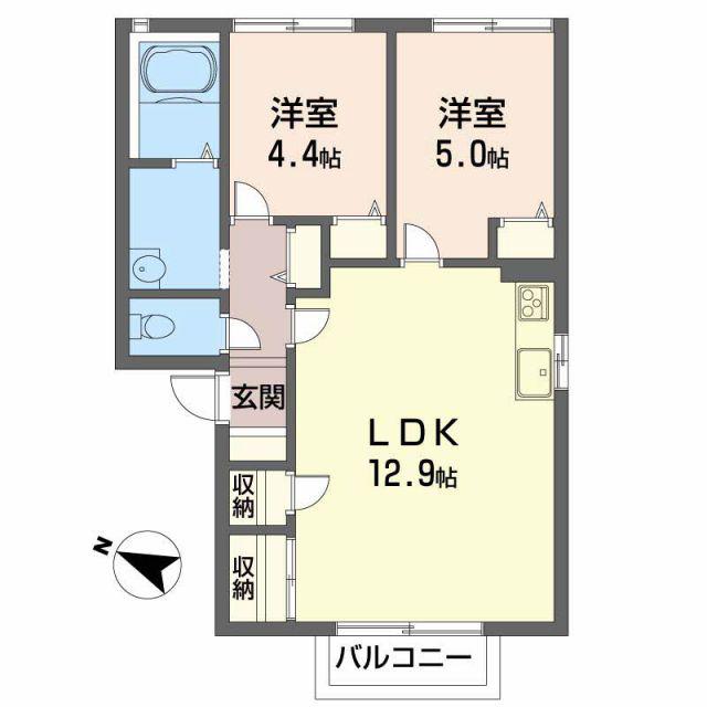ガーデンハイツ・古谷E(2LDK/2階)の間取り写真