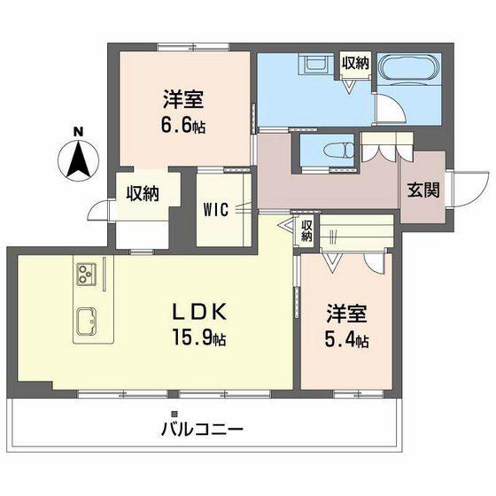 TERRACE米ケ袋(2LDK/2階)の間取り写真