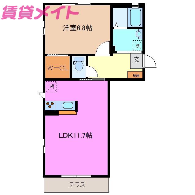 キャッスル シャーメゾン(1LDK/1階)の間取り写真
