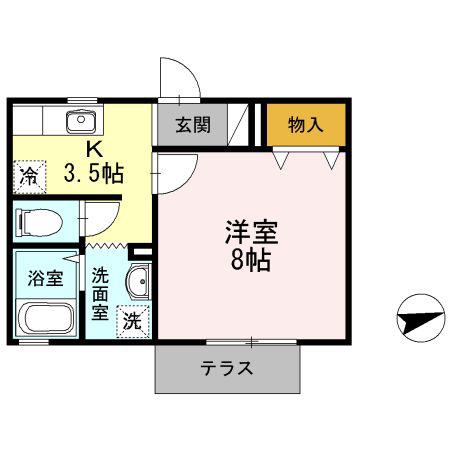 セジュールONE(1K/1階)の間取り写真