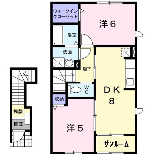 デスパシオIIB(2DK/2階)の間取り写真