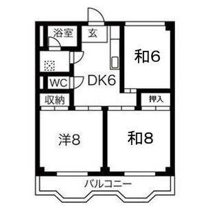 サンハイツ睦(3DK/2階)の間取り写真