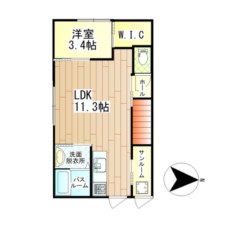 ミルフィーユ(1LDK/1階)の間取り写真