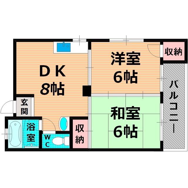 小山マンション(2DK/3階)の間取り写真