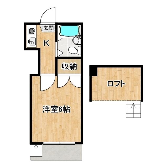 レインボー七ツ新屋(1K/1階)の間取り写真