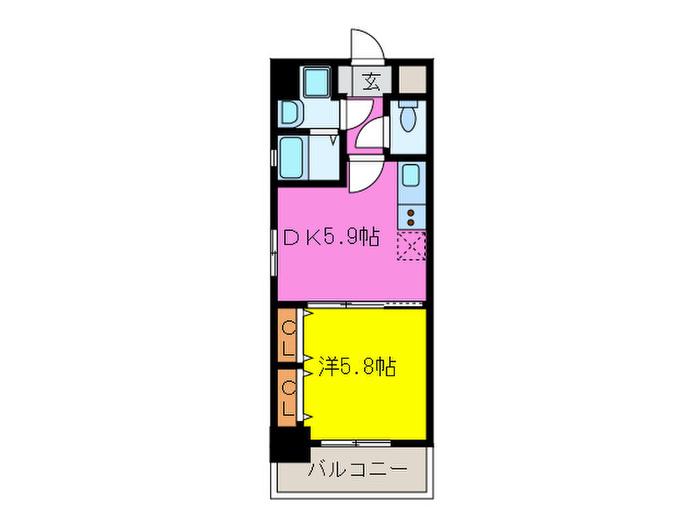 パークハイツさくら日根野駅前(1DK/5階)の間取り写真