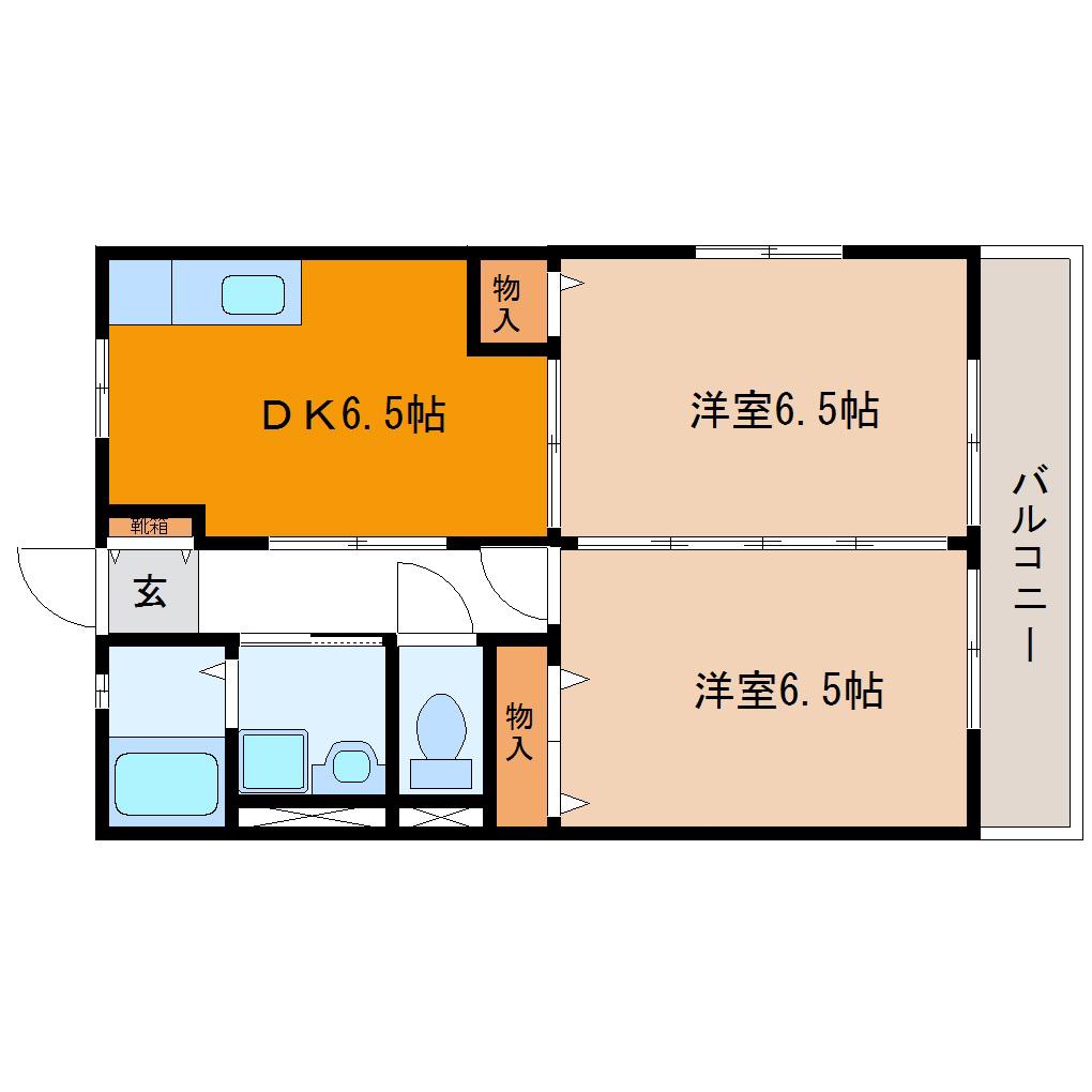 ハイムしおん(2DK/2階)の間取り写真