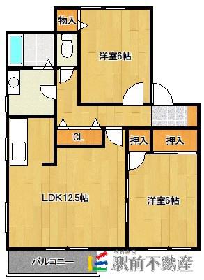 美しが丘エクセレンスII(2LDK/2階)の間取り写真