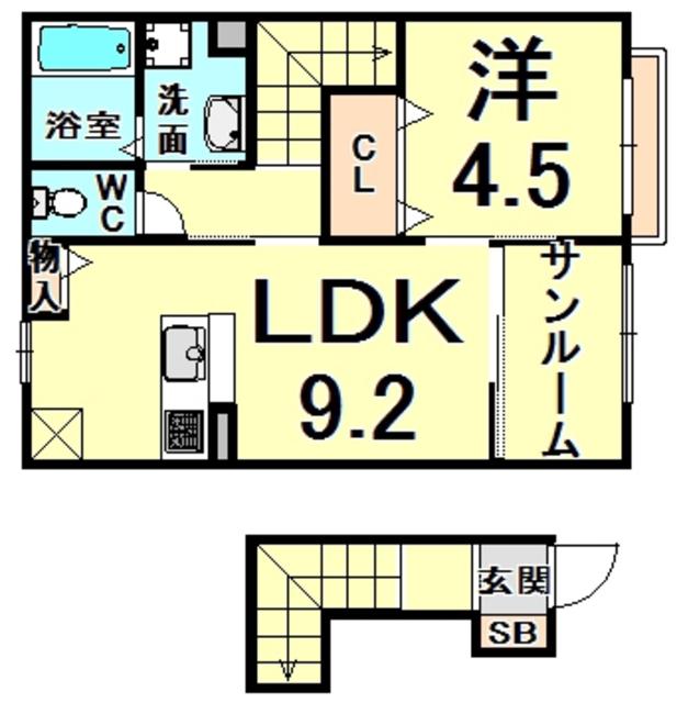 オーパス3(1SLDK/2階)の間取り写真