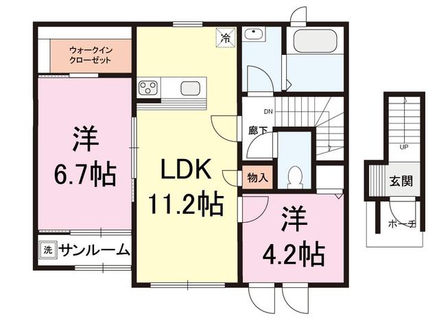 LE CIELI(2LDK/2階)の間取り写真