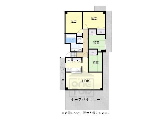 エルヴェ五月ヶ丘(4LDK/4階)の間取り写真