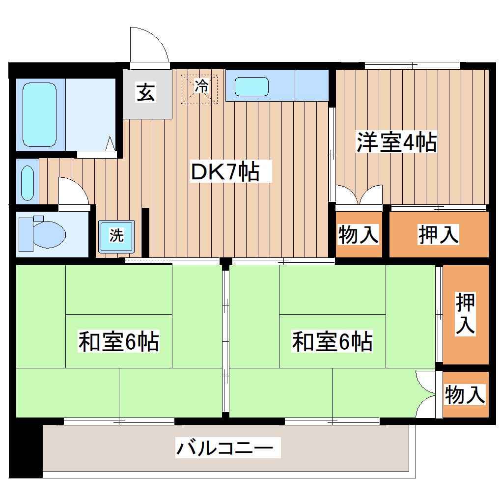 コーポイトウ(3DK/2階)の間取り写真