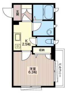 カーサ カイラス(1K/2階)の間取り写真