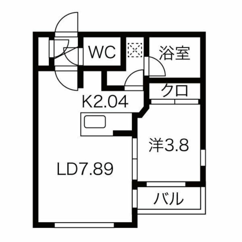 ノースピーク水車町(1LDK/2階)の間取り写真