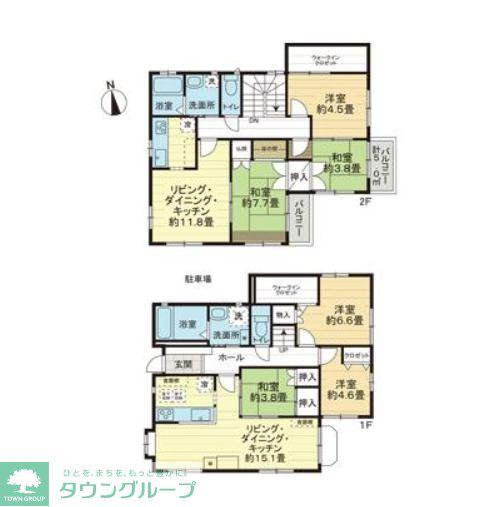 世田谷区奥沢8丁目戸建て(6LDK/1階)の間取り写真