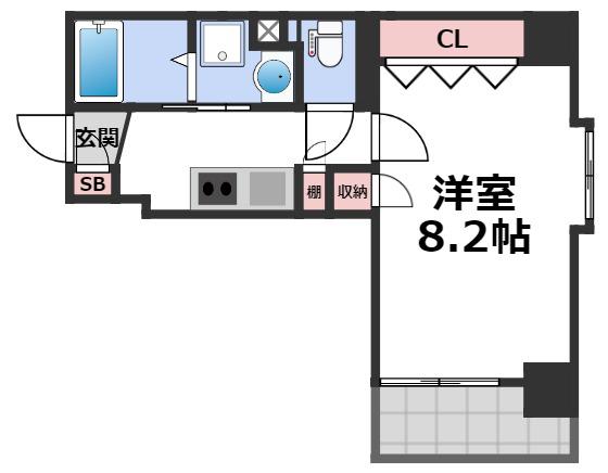 クレール玉造(1K/1階)の間取り写真