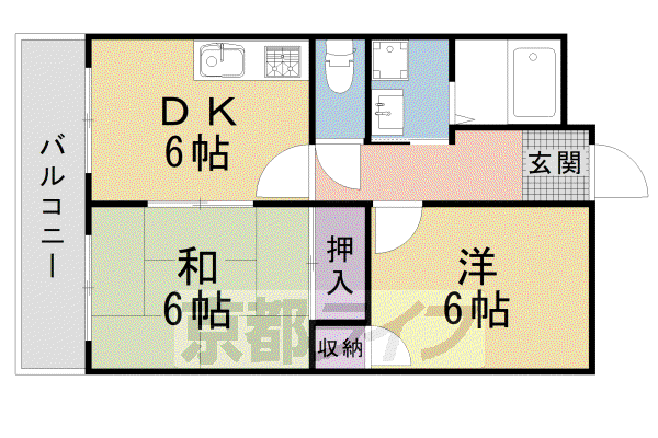 グリーンベルI号館(2DK/2階)の間取り写真