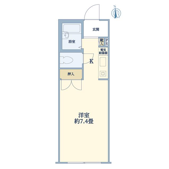 フラッツグレイス(ワンルーム/2階)の間取り写真