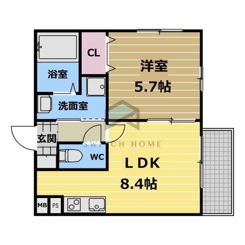 フジパレス森河内西II番館(1LDK/2階)の間取り写真