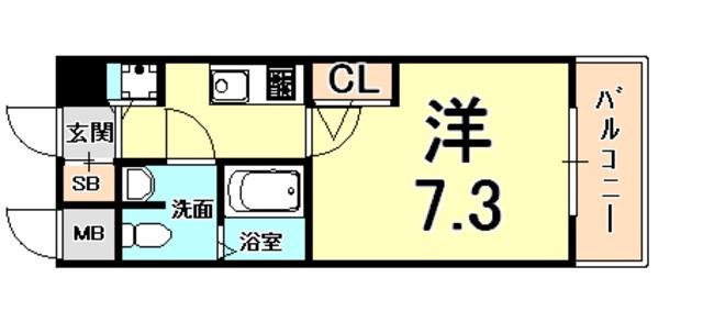 アーバングリーン甲子園(1K/2階)の間取り写真