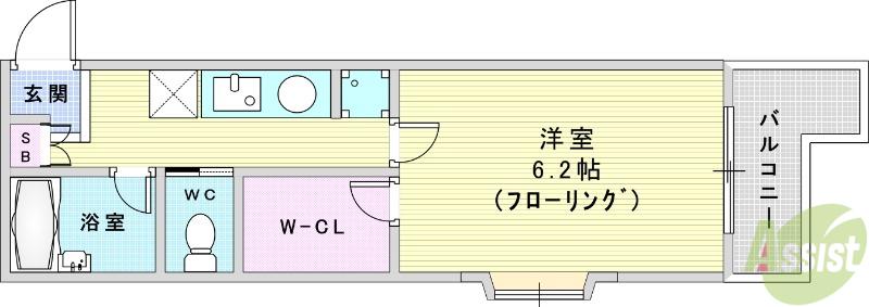グリーンコープ三津屋(1K/1階)の間取り写真