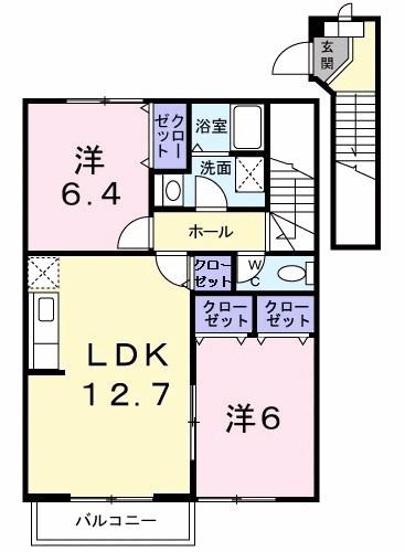 ソレアード(2LDK/2階)の間取り写真