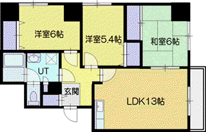 アピカル南郷(3LDK/5階)の間取り写真