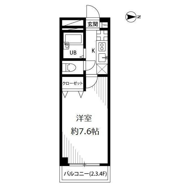 アンプルールフェールグランデール(1K/4階)の間取り写真