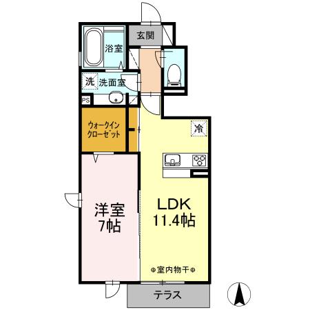 グランテージB(1LDK/1階)の間取り写真