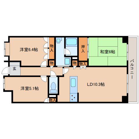 ローレルコート桜井南(3LDK/10階)の間取り写真