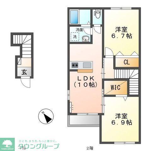 SUNFIT・VILLA(2LDK/2階)の間取り写真