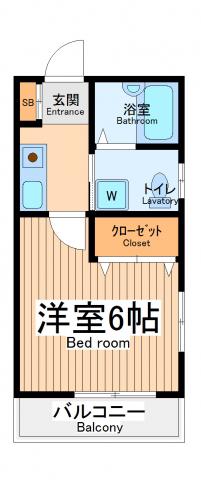 リバーフィールド(1K/1階)の間取り写真