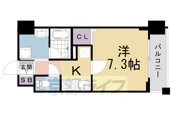 ベラジオ雅び烏丸十条II(1K/5階)の間取り写真