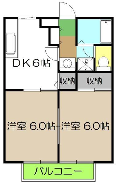ソレーユ高見I(2DK/1階)の間取り写真