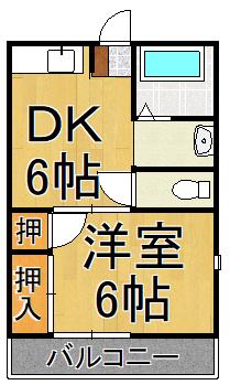 グリーンウッド(1DK/2階)の間取り写真