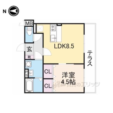 KTIレジデンス寝屋川(1LDK/2階)の間取り写真
