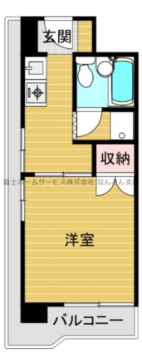 夕陽ケ丘レヂデンス(1K/8階)の間取り写真