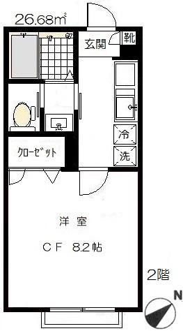 アーバンハイツ緑町(1K/1階)の間取り写真